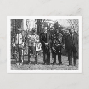 Cartão Postal Calvin Coolidge com a fotografia dos índios Osage
