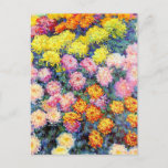 Cartão Postal Cama de Chrysanthemums por Monet<br><div class="desc">Cama de Chrysanthemums,  famosa pintura floral de Claude Monet</div>