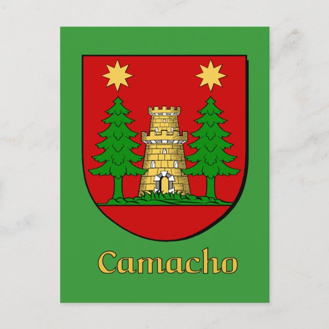 Cartão Postal Camacho Family Heraldic Shield (Frente)