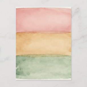 Cartão Postal Camadas de Bloco de Cor Pastel Aquarela