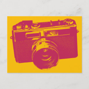 Cartão Postal Câmara de Arte Pop Laranja e Vermelha