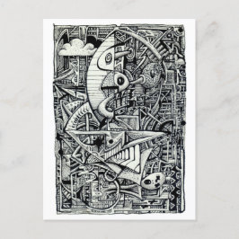 Cartão Postal Câmara dos Sonhos, desenho de tinta
