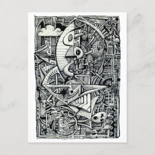 Cartão Postal Câmara dos Sonhos, desenho de tinta