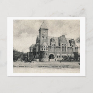 Cartão Postal Câmara Municipal, Amherst, Massachusetts Vintage