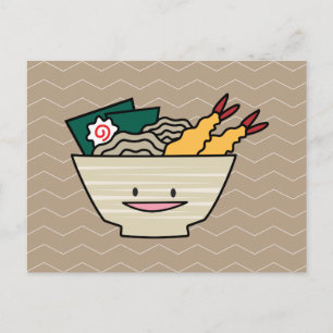 Cartão Postal Camarão árabe Tempura ramen bowl nori macarrão jap