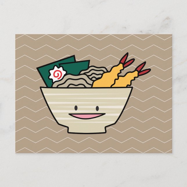 Cartão Postal Camarão árabe Tempura ramen bowl nori macarrão jap (Frente)