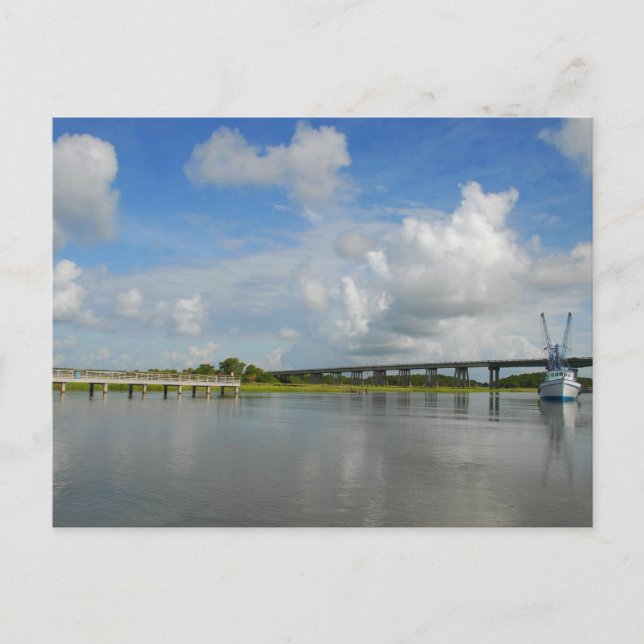 Cartão Postal Camarão Boat Tybee Island Georgia (Frente)