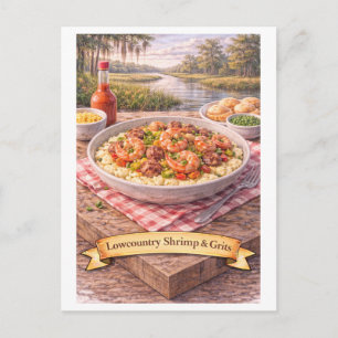Cartão Postal Camarão Lowcountry & Grits (Série de Comida Americ