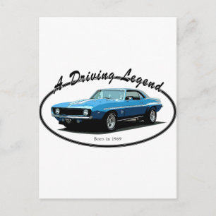 Cartão Postal Camaro azul 1969
