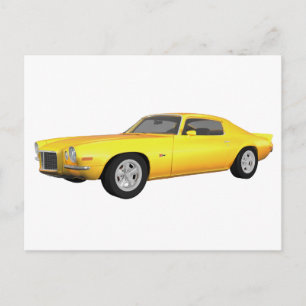 Cartão Postal Camaro Z28, 1972: Carro Muscular: Término Amarelo: