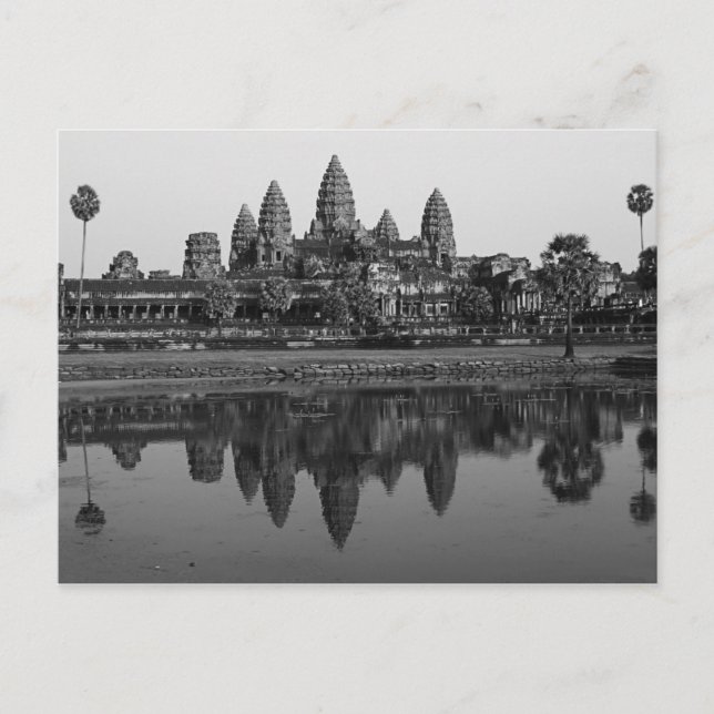 Cartão Postal Camboja| Cartão-postal de Fotografia B&W Angkor Wa (Frente)