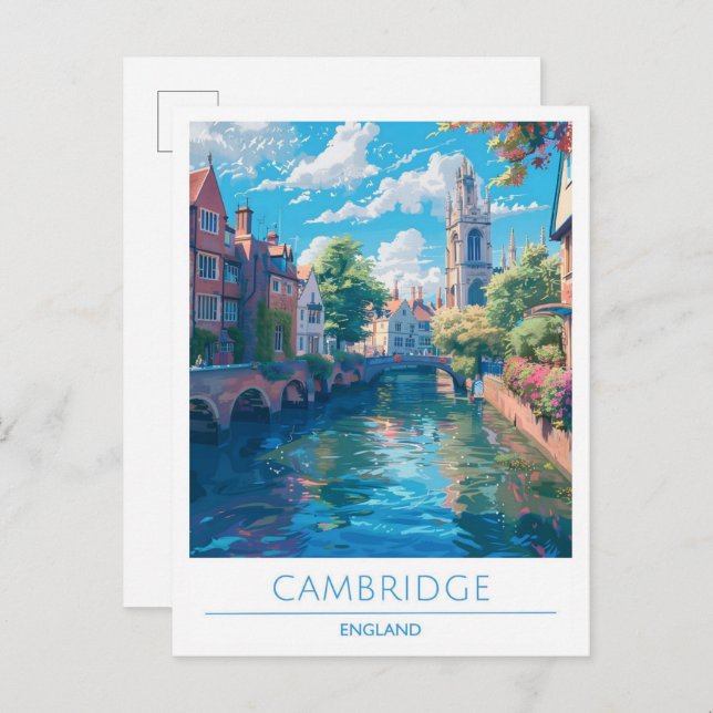 Cartão Postal Cambridge England Art Viagens vintage (Frente/Verso)