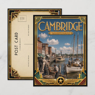 Cartão Postal Cambridge Maryland Arte Deco Vintage Idade Dourada