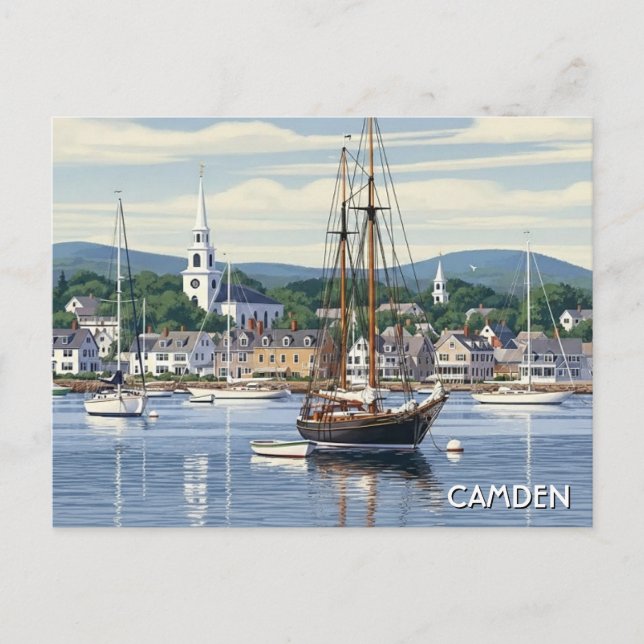 Cartão Postal Camden Maine Travel (Frente)