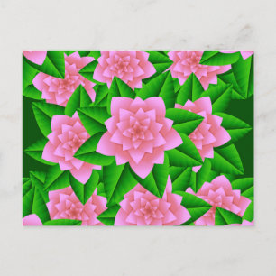 Cartão Postal Camellias rosa-gelo e folhas verdes