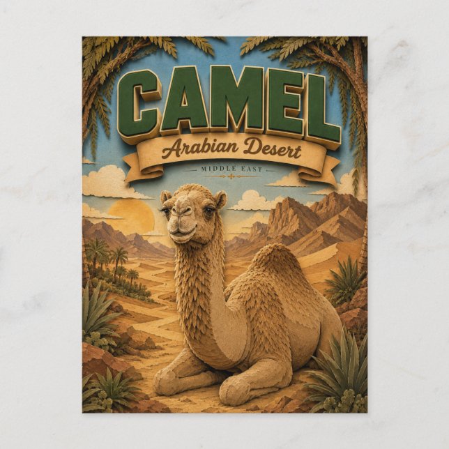 Cartão Postal Camelo Deserto Árabe POPCUT (Frente)