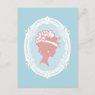 Cartão Postal Cameo da Vintage Azul e Rosa