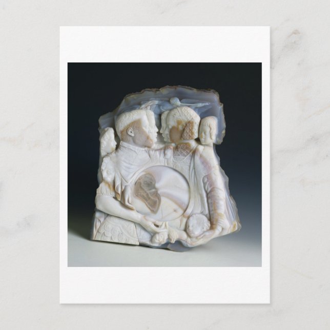 Cartão Postal Cameo retratando Cosimo de Medici (1519-74) e seu (Frente)