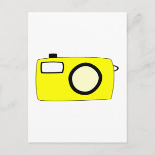 Cartão Postal Câmera Amarelo Brilhante. Em Branco.