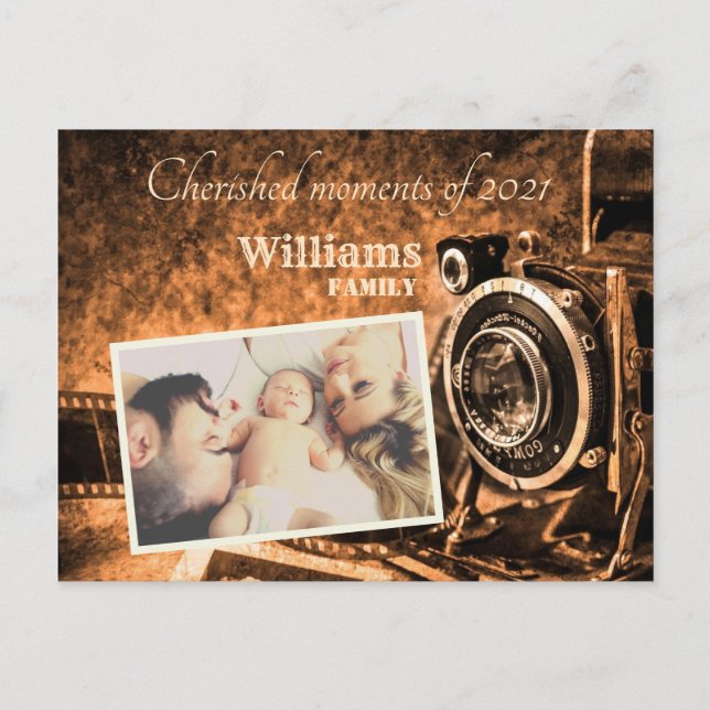 Cartão Postal Câmera clássica retrô vintage personalizada rústic (Frente)