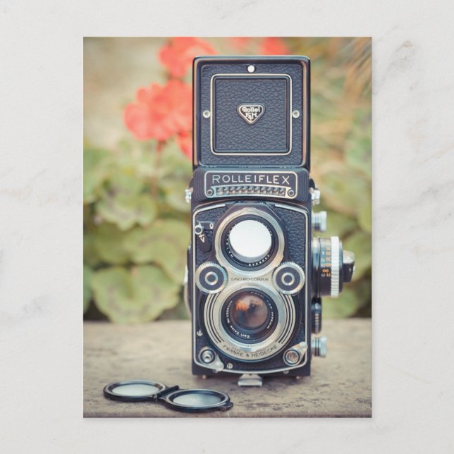 Cartão Postal Câmera de lente dupla antiga (Frente)