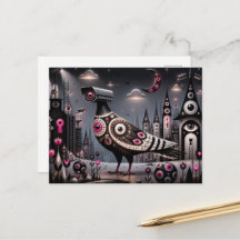 câmera de vigilância surrealista pombo na cidade