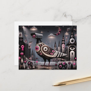 Cartão Postal câmera de vigilância surrealista pombo na cidade