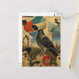Cartão Postal câmera de vigilância surrealista pombos no milho
