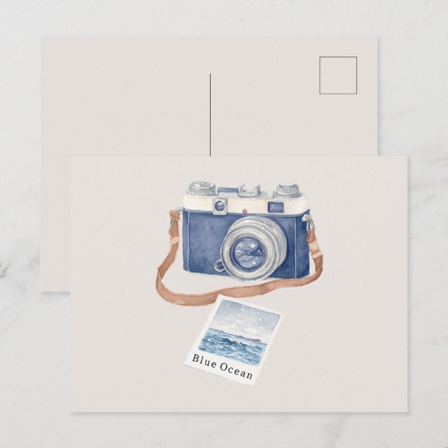 Cartão Postal Câmera fotográfica Blue Ocean (Frente/Verso)