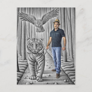 Cartão Postal Câmera Pencil Vs - Tigre, Coruja, Homem