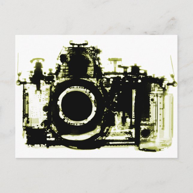 CARTÃO POSTAL CÂMERA XRAY VISION AMARELO PRETO (Frente)