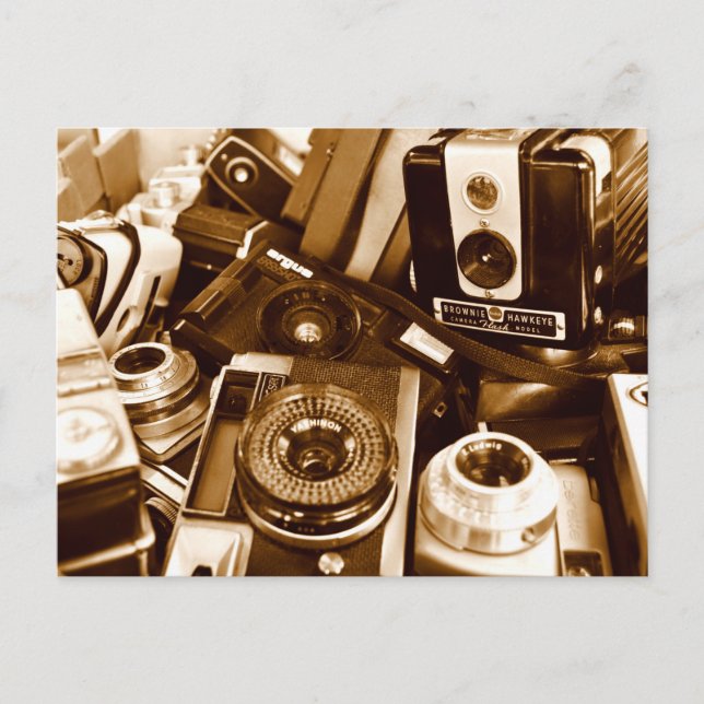Cartão Postal Câmeras antigas no compro Thrift (Frente)