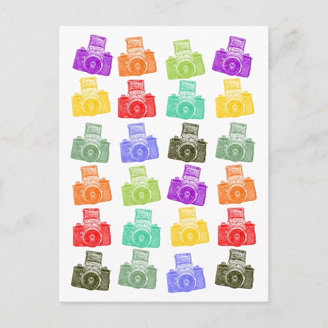 Cartão Postal Câmeras coloridas (Frente)
