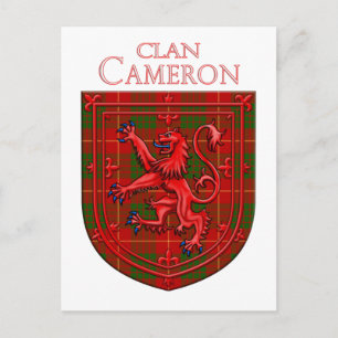 Cartão Postal Cameron Tartan Scottish Xadrez Lion Rampant
