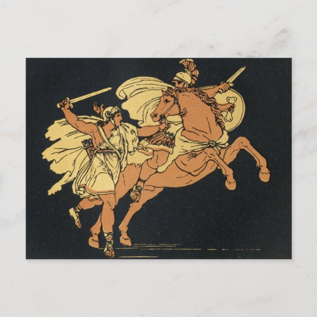 Cartão Postal Camilla e Aunus são uma cena do Aeneid de Virgil. (Frente)