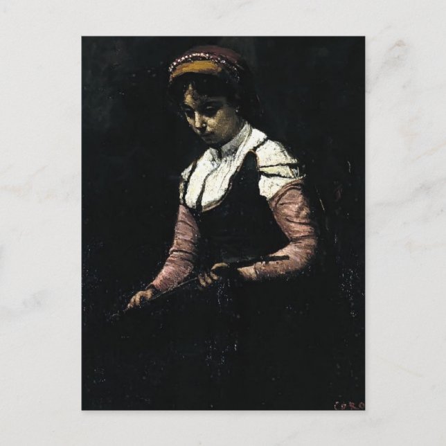 Cartão Postal Camille Corot- Rapariga com Mandolin (Frente)