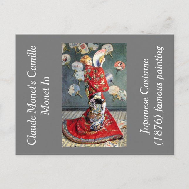 Cartão Postal Camille Monet de Claude Monet em fantasia japonesa (Frente)