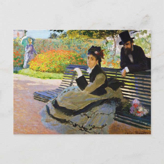Cartão Postal Camille Monet sobre o Jardim Bench Claude Monet (Frente)