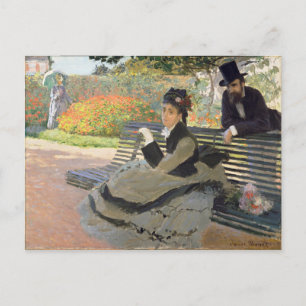 Cartão Postal Camille Monet sobre um Bench Claude Monet