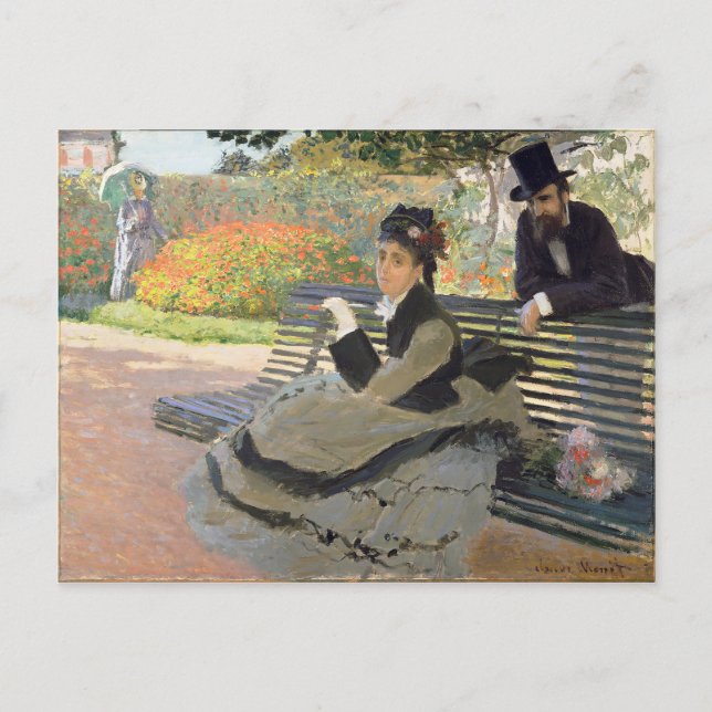Cartão Postal Camille Monet sobre um Bench Claude Monet (Frente)