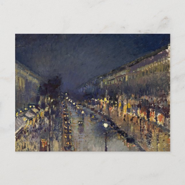 Cartão Postal Camille Pissarro Boulevard Montmartre à noite (Frente)