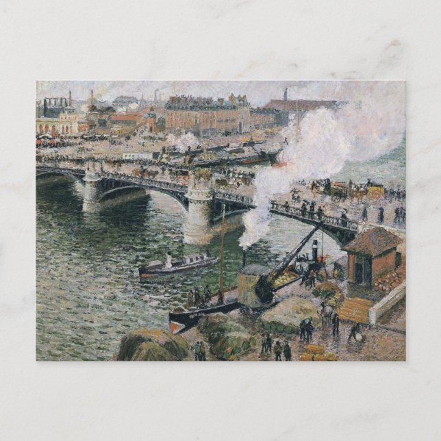 Cartão Postal Camille Pissarro Pont Boieldieu em Rouen Painting (Frente)