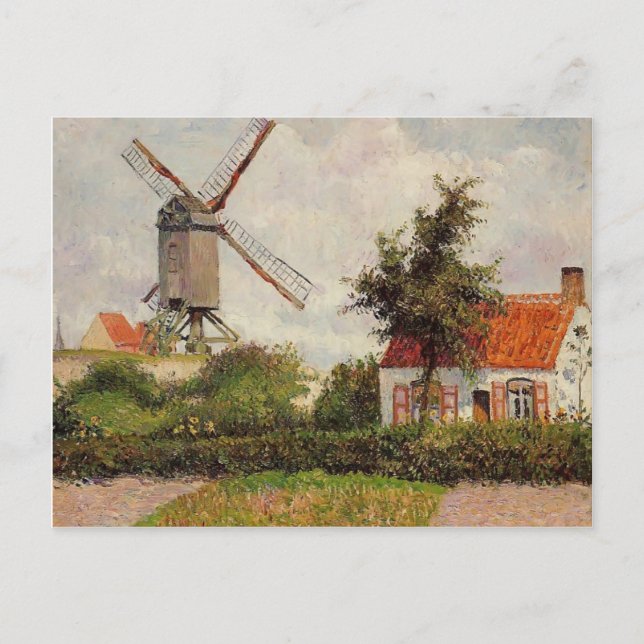 Cartão Postal Camille Pissarro - Windmill em Knokke, Bélgica (Frente)