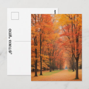 Cartão Postal Caminhada Em Um Parque Colorido Outonos Sem Tempo