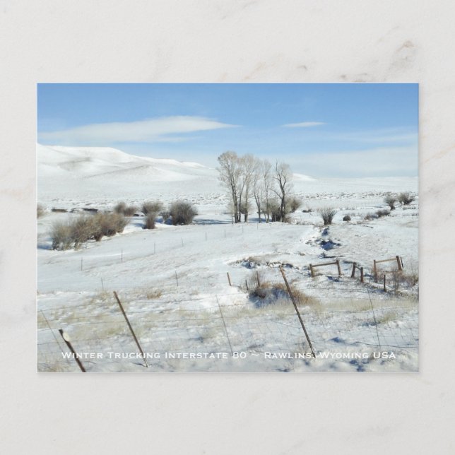 Cartão Postal Caminhando Interstate 80 Rawlins Wyoming EUA (Frente)