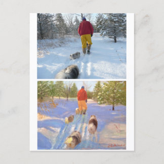 Cartão Postal Caminhando no Cartão-Postal da Floresta