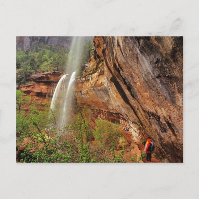 Cartão Postal Caminhando pela trilha de Piscinas Emerald na Zion (Frente)