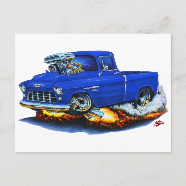 Cartão Postal Caminhão Azul Chevy Pickup 1955 (Frente)
