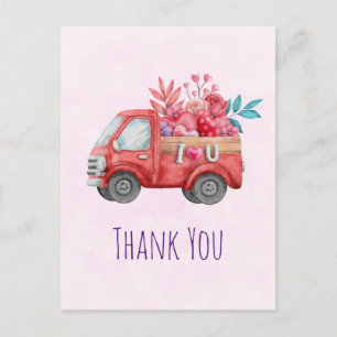 Cartão Postal Caminhão de Amor Fofo com Carga de Coração Obrigad