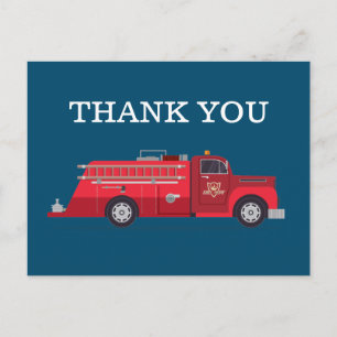Cartão Postal Caminhão de Bombeiros Vermelho Antigo / Caminhão d